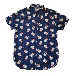 Denim & Flower Ricky Singh Button Down Shirt  Joy to the World Santa Medium